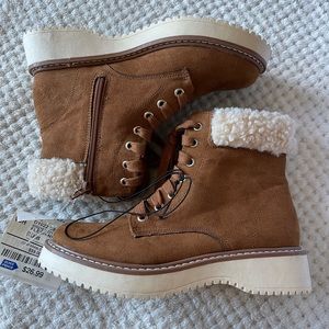 Brown zip up boots